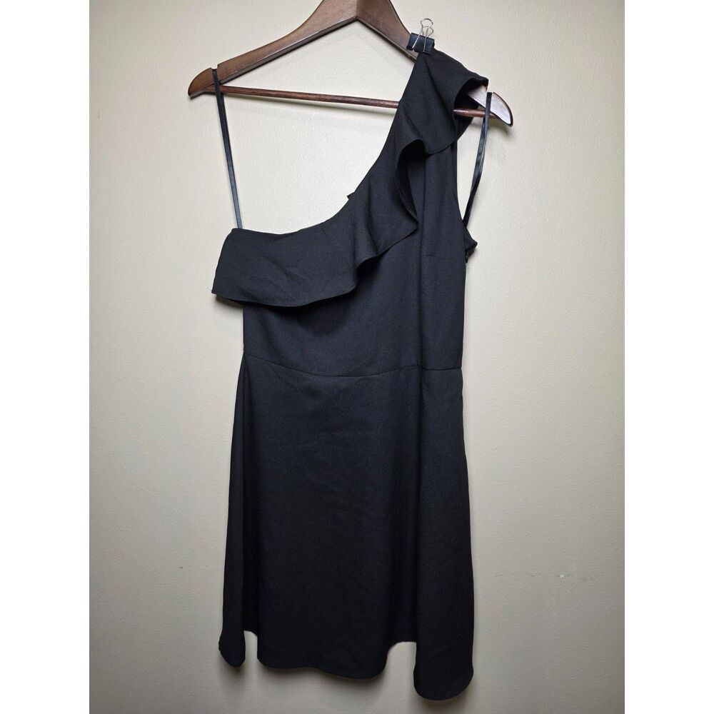 Banana Republic One Shoulder Ruffle Black Cocktail Dress Women's Size 8 Elegant - Picture 2 of 8